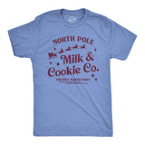 Mens North Pole Milk and Cookie Co T Shirt Funny Xmas Bakery Shop Joke Tee for Guys
