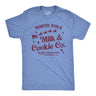 Mens North Pole Milk and Cookie Co T Shirt Funny Xmas Bakery Shop Joke Tee for Guys