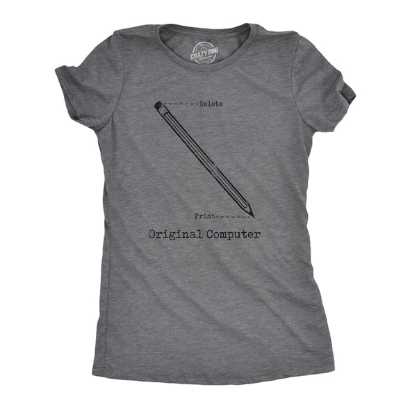 Womens Original Computer T Shirt Funny Pencil Eraser Analog Joke Tee For Ladies