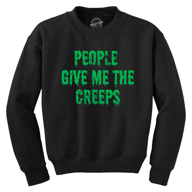 People Give Me The Creeps Crewneck Sweatshirt Funny Halloween Anti Social Freaks Joke Longsleeve Sweater