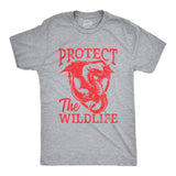 Mens Protect The Wildlife T Shirt Funny Fire Breathing Dragon Joke Tee For Guys