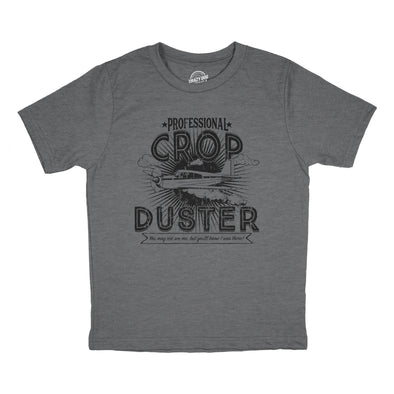 Youth Professional Crop Duster Funny Smelly Fart Passing Gas Plane Joke Tee For Kids