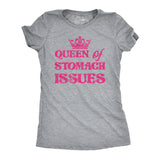 Womens Queen Of Stomach Issues T Shirt Funny Upset Tummy IBS Joke Tee For Ladies