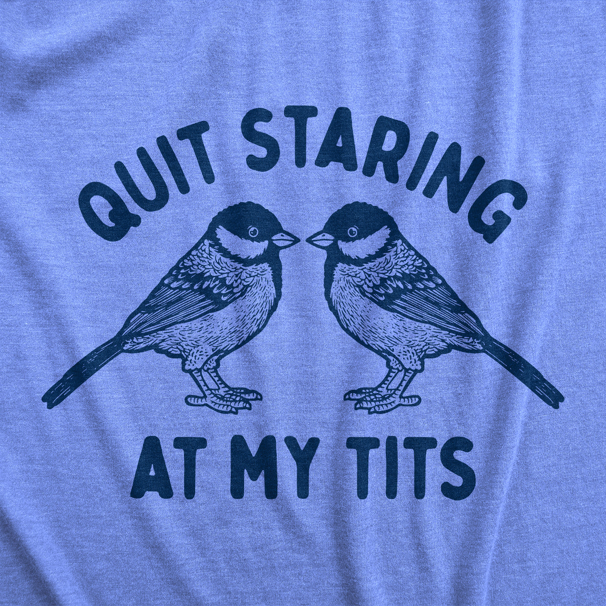 Womens Quit Staring At My Tits T Shirt Funny Bird Watching Titmouse Boobs Joke Tee for Ladies
