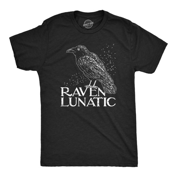 Mens Raven Lunatic T Shirt Funny Dark Crow Lovers Tee For Guys