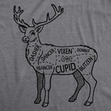 Mens Reindeer Meat Cuts T Shirt Funny Xmas Deer Hunter Butcher Joke Tee For Guys