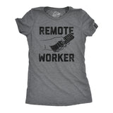 Womens Remote Worker T Shirt Funny Work From Home TV Remote Joke Tee For Ladies