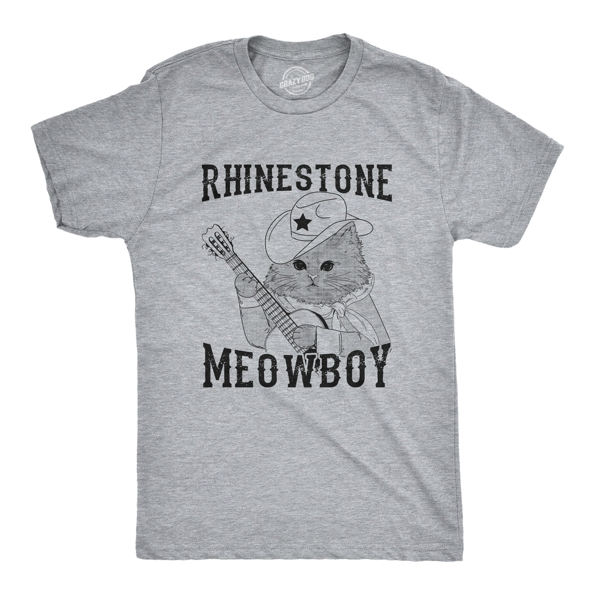 Mens Rhinestone Meowboy T Shirt Funny Cute Kitten Cowboy Novelty Tee For Guys