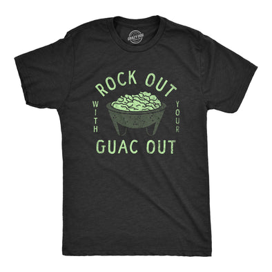 Mens Rock Out With Your Guac Out T Shirt Funny Chips And Guacamole Snack Tee For Guys