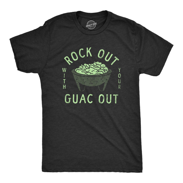 Mens Rock Out With Your Guac Out T Shirt Funny Chips And Guacamole Snack Tee For Guys