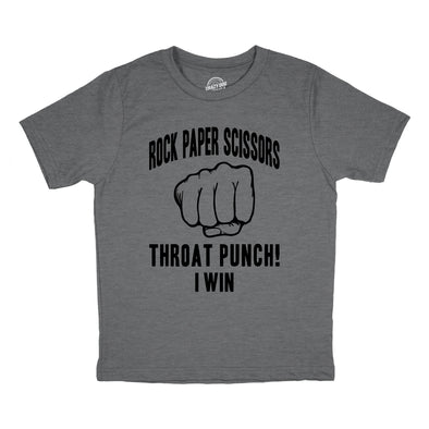 Youth Rock Paper Scissors Throat Punch T Shirt Funny Sarcastic Humor Novelty Tee For Kids