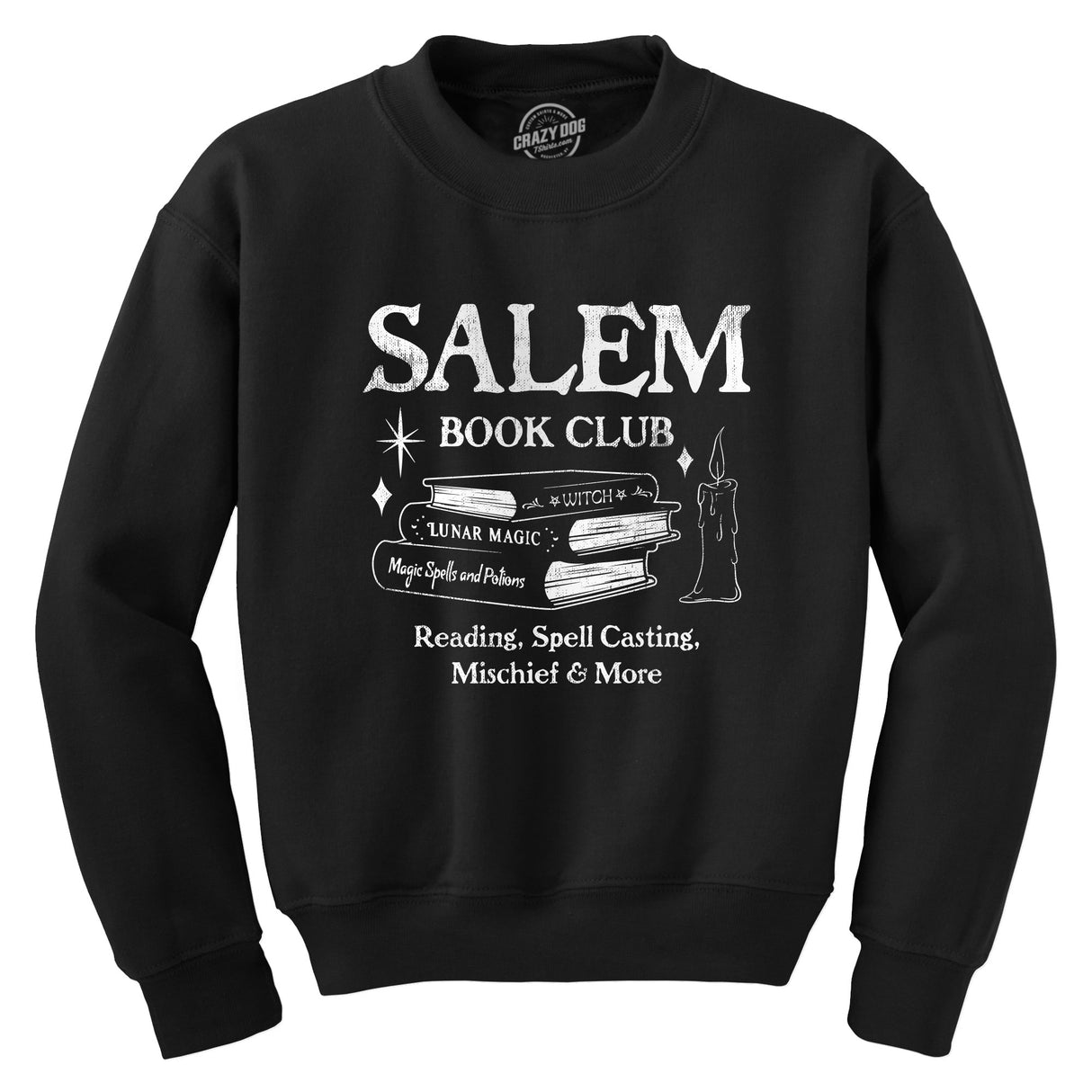 Salem Book Club Crewneck Sweatshirt Funny Halloween Witchcraft Joke Longsleeve