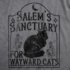 Mens Salems Sanctuary For Wayward Cats T Shirt Funny Spooky Halloween Kitten Lovers Tee For Guys