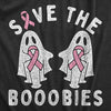 Womens Save The Booobies T Shirt Awesome Halloween Breast Cancer Awareness Ghost Tee For Ladies