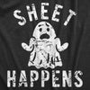 Mens Sheet Happens T Shirt Funny Halloween Ghost Costume Joke Tee For Guys