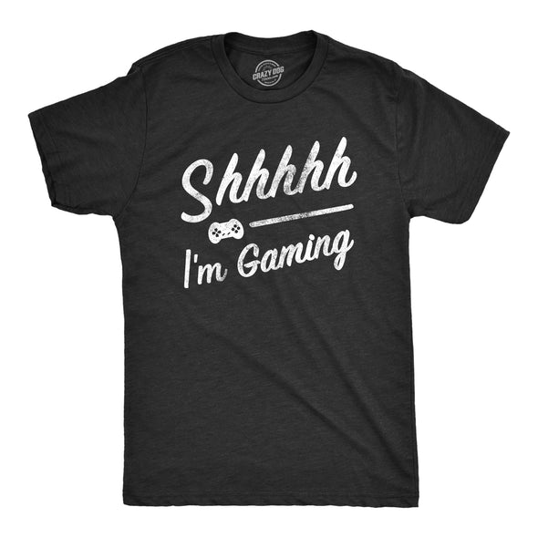 Mens Shhhh Im Gaming T Shirt Funny Video Gamer Quiet Tee For Guys