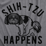 Mens Shih Tzu Happens T Shirt Funny Small Dog Poop Joke Tee For Guys