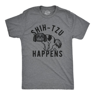 Mens Shih Tzu Happens T Shirt Funny Small Dog Poop Joke Tee For Guys