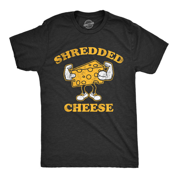 Mens Shredded Cheese T Shirt Funny Cheesy Buff Workout Joke Tee For Guys