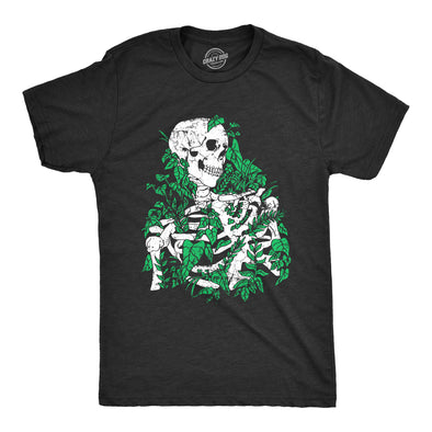 Mens Skeleton Overgrown Plants T Shirt Funny Death Nature Lovers Tee For Guys
