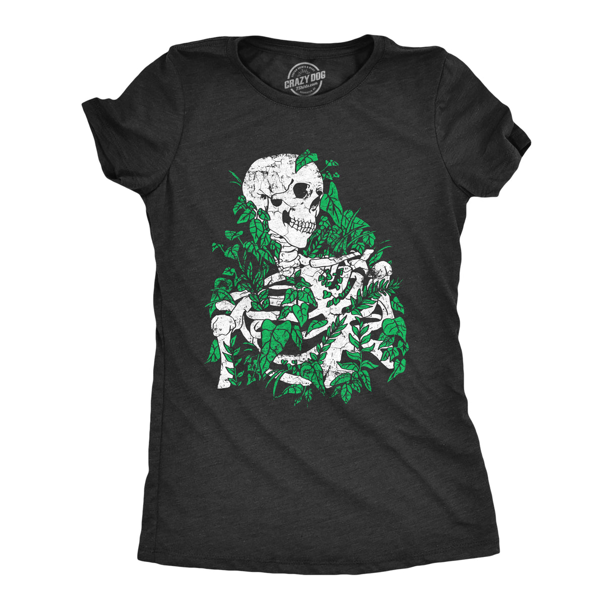 Womens Skeleton Overgrown Plants T Shirt Funny Death Nature Lovers Tee For Ladies