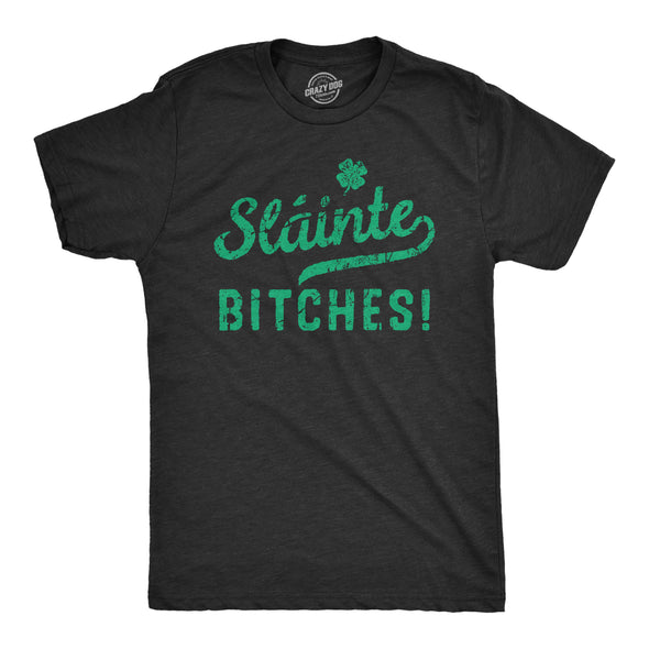 Mens Slainte Bitches T Shirt Funny St Paddys Day Toast Drinking Lovers Tee For Guys