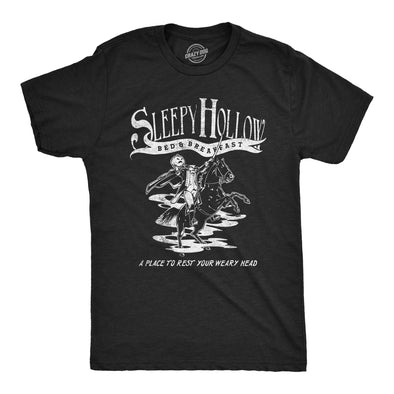 Mens Sleepy Hollow Bed And Breakfast T Shirt Funny Halloween Spooky Hotel Inn Joke Tee For Guys