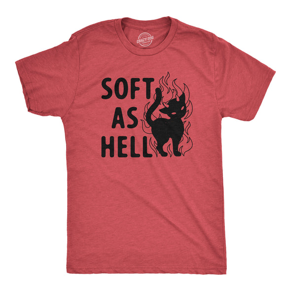 Mens Soft As Hell T Shirt Funny Evil Devil Kitten Tee For Guys