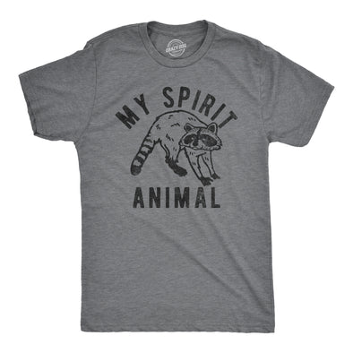 Mens My Spirit Animal Raccoon T Shirt Funny Sarcastic Joke Tee For Guys