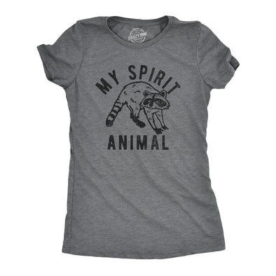 Womens My Spirit Animal Raccoon T Shirt Funny Sarcastic Joke Tee For Ladies
