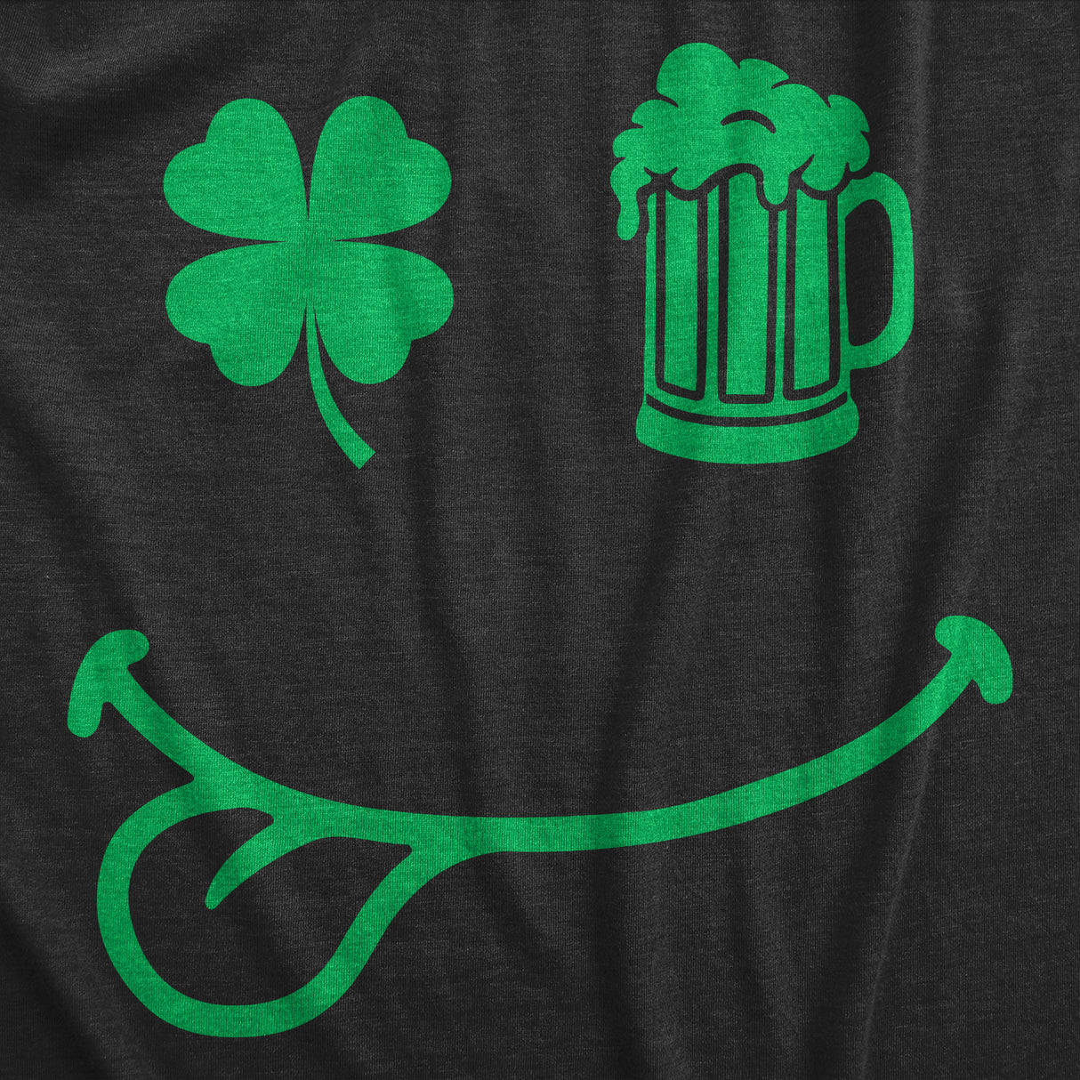 Mens St Pat Smile T Shirt Funny Saint Pattys Day Parade Smiling Face Tee for Guys