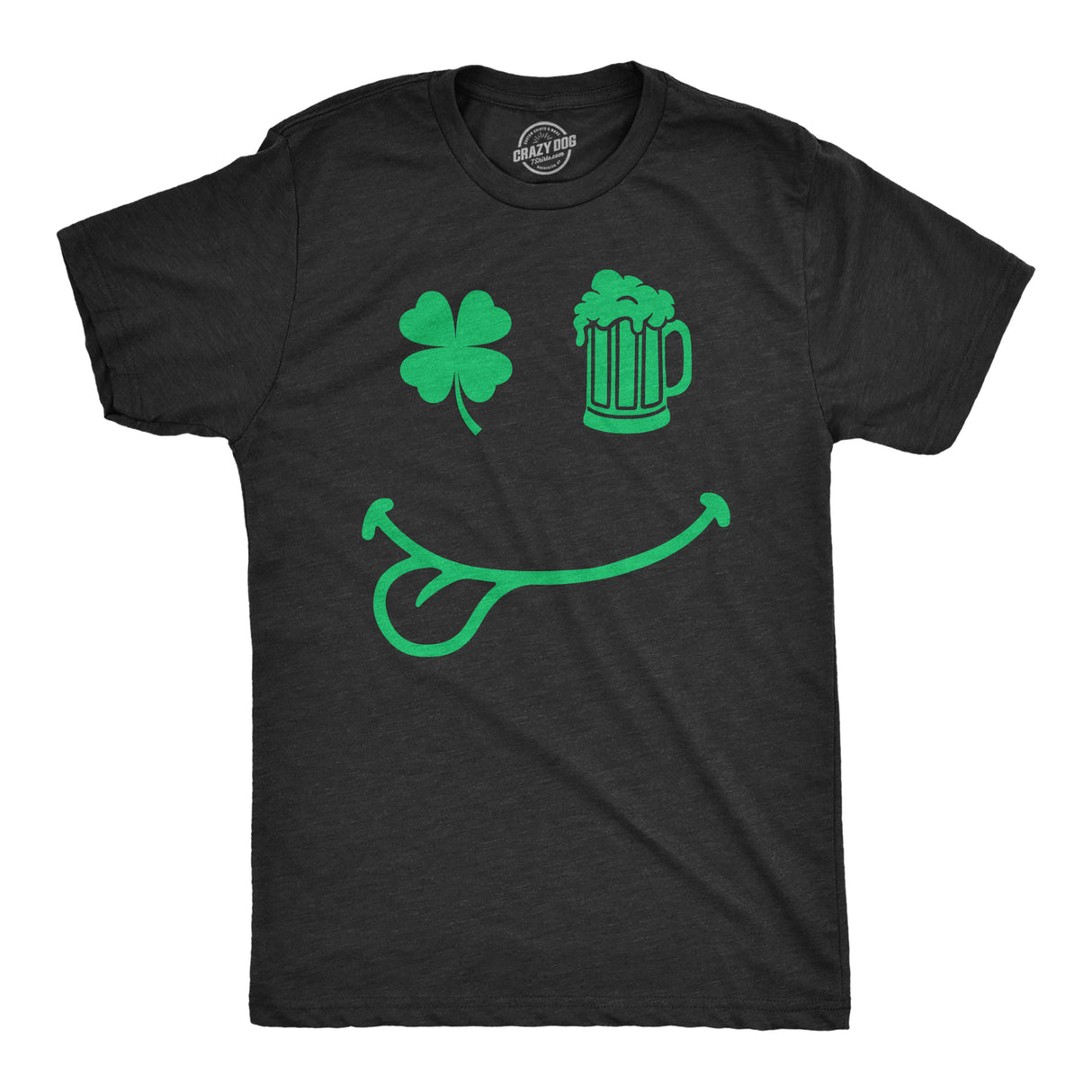 Mens St Pat Smile T Shirt Funny Saint Pattys Day Parade Smiling Face Tee For Guys