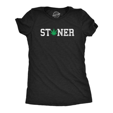 Womens Stoner T Shirt Funny Awesome 420 Weed Leaf Pot Smokers Tee For Ladies