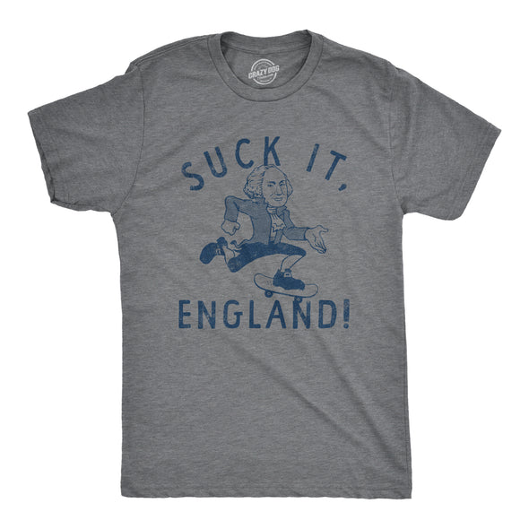 Mens Suck It England T Shirt Funny Fourth Of July George Washington Skateboarding Tee For Guys