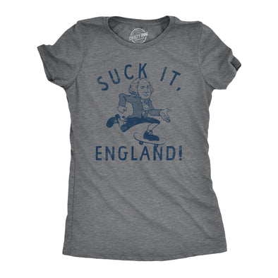 Womens Suck It England T Shirt Funny Fourth Of July George Washington Skateboarding Tee For Ladies