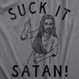 Mens Suck It Satan T Shirt Funny Offensive Rude Jesus Joke Tee For Guys