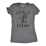 Womens Suck It Satan T Shirt Funny Offensive Rude Jesus Joke Tee For Ladies