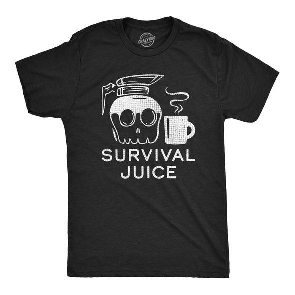 Mens Survival Juice T Shirt Funny Caffiene Coffee Addicts Tee For Guys