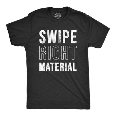 Mens Swipe Right Material T Shirt Funny Hot Online Dating App Joke Tee For Guys