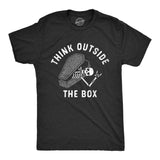 Mens Think Outside The Box T Shirt Funny Halloween Grave Coffin Joke Tee for Guys