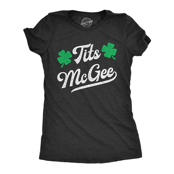 Womens Tits McGee T Shirt Funny St Pattys Day Parade Boobs Adult Humor Tee For Ladies