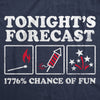 Womens Tonights Forecast 1776 Percent Chance Of Fun T Shirt Funny Fourth Of July Fireworks Joke Tee For Ladies