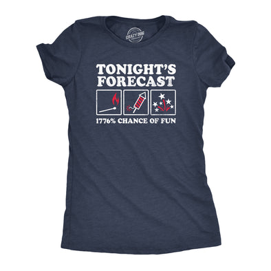 Womens Tonights Forecast 1776 Percent Chance Of Fun T Shirt Funny Fourth Of July Fireworks Joke Tee For Ladies