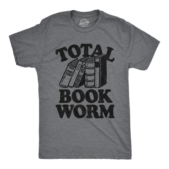 Mens Total Book Worm T Shirt Funny Nerdy Reading Novel Lovers Tee For Guys