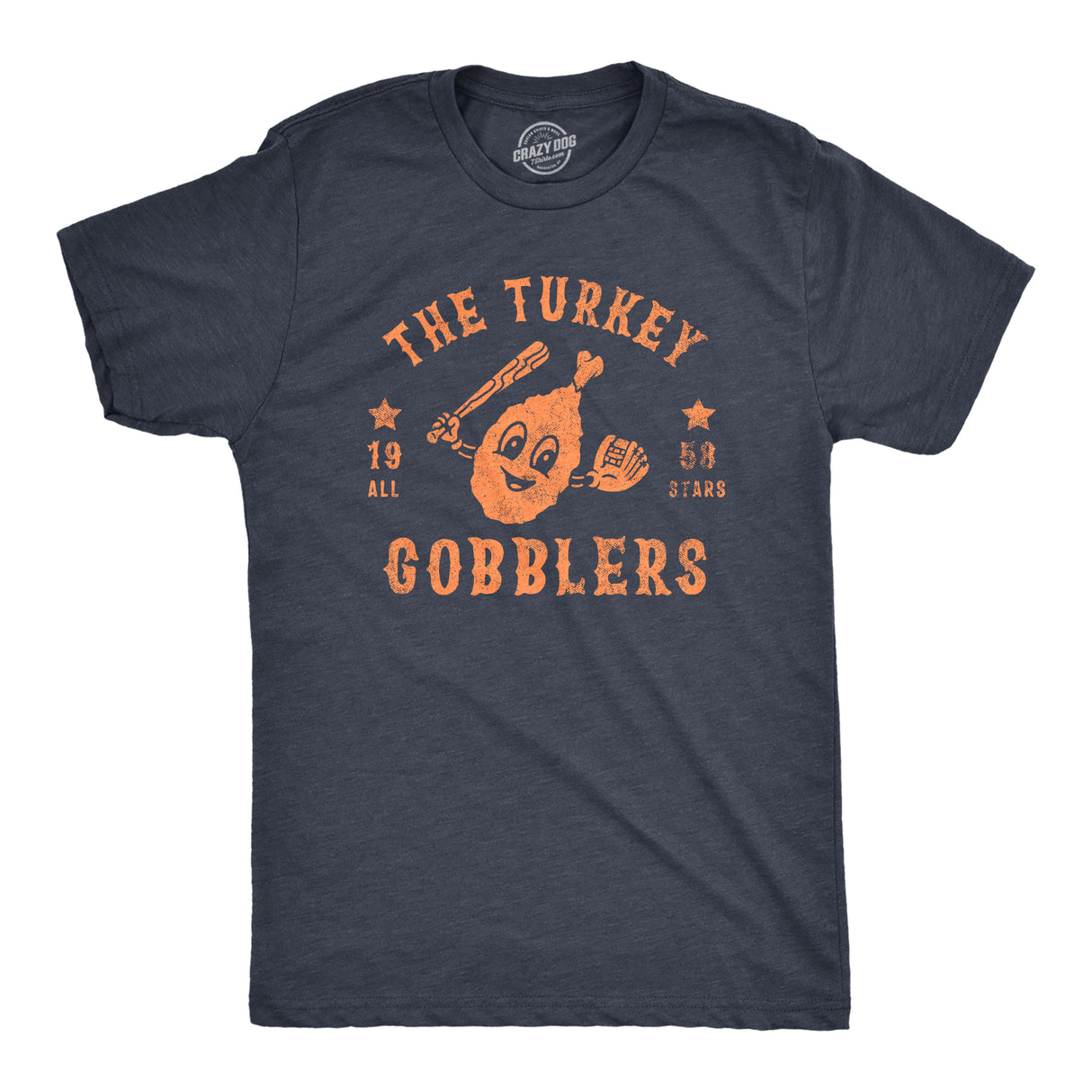 Mens The Turkey Gobblers All Stars T Shirt Funny Thanksgiving Dinner Baseball Team Tee For Guys