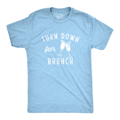 Mens Turn Down For Brunch T Shirt Funny Breakfast Mimosa Drinking Lovers Tee For Guys