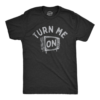 Mens Turn Me On T Shirt Funny Old Television Sex Joke Tee For Guys
