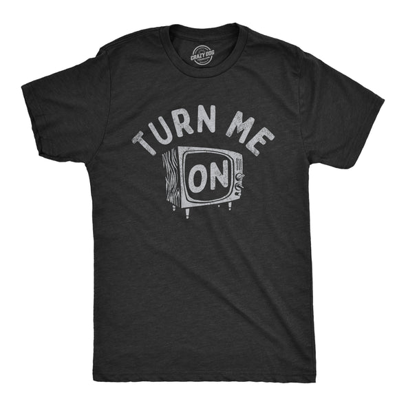 Mens Turn Me On T Shirt Funny Old Television Sex Joke Tee For Guys