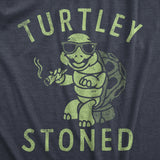 Mens Turtley Stoned T Shirt Funny 420 Joint Smoking Turtle Joke Tee For Guys