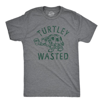 Mens Turtley Wasted T Shirt Funny Partying Drinking Turtle Joke Tee For Guys